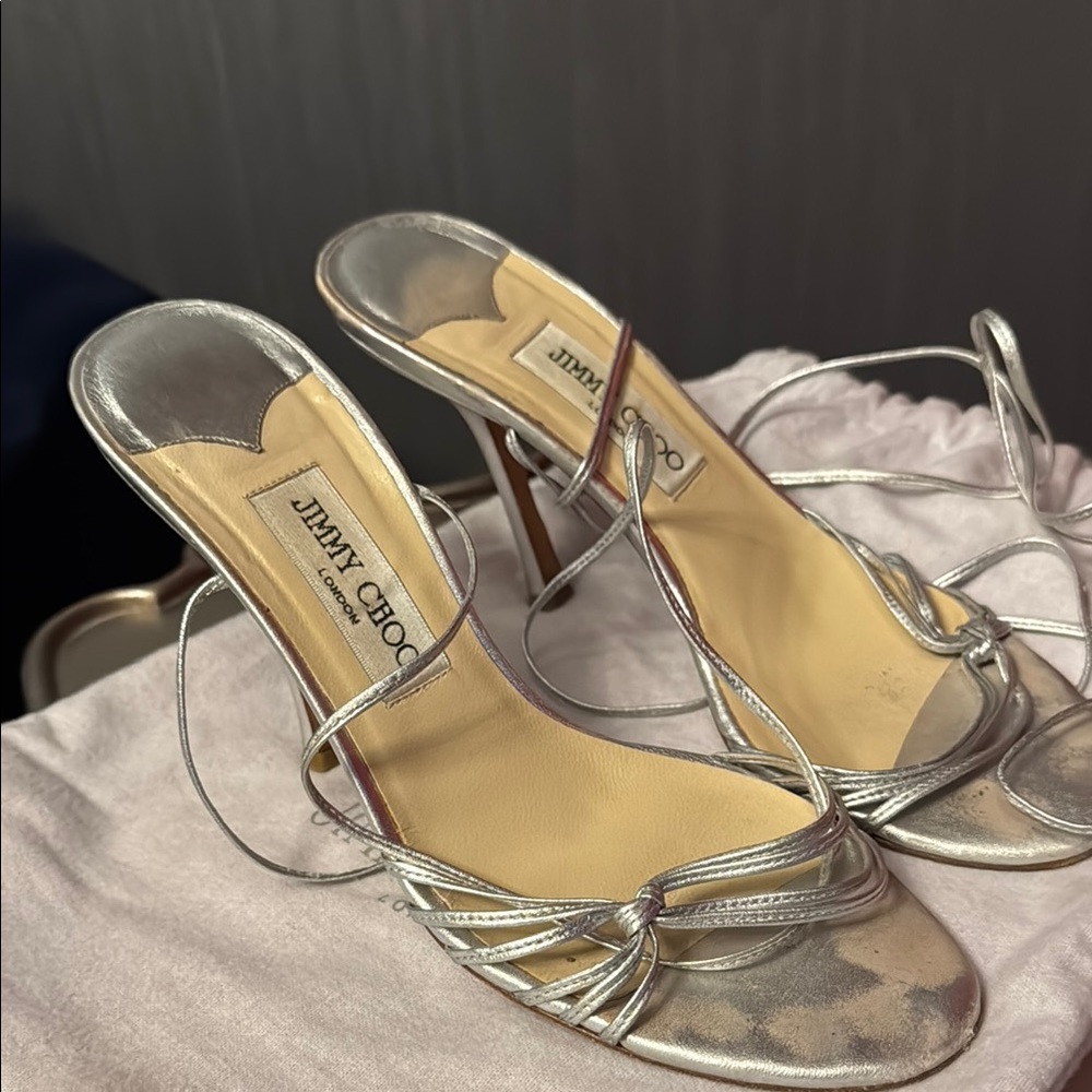 Jimmy Choo Silver Strappy Women's Heels